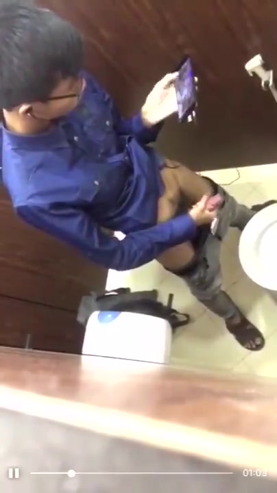 STROKING AND CUMMING IN TOILET