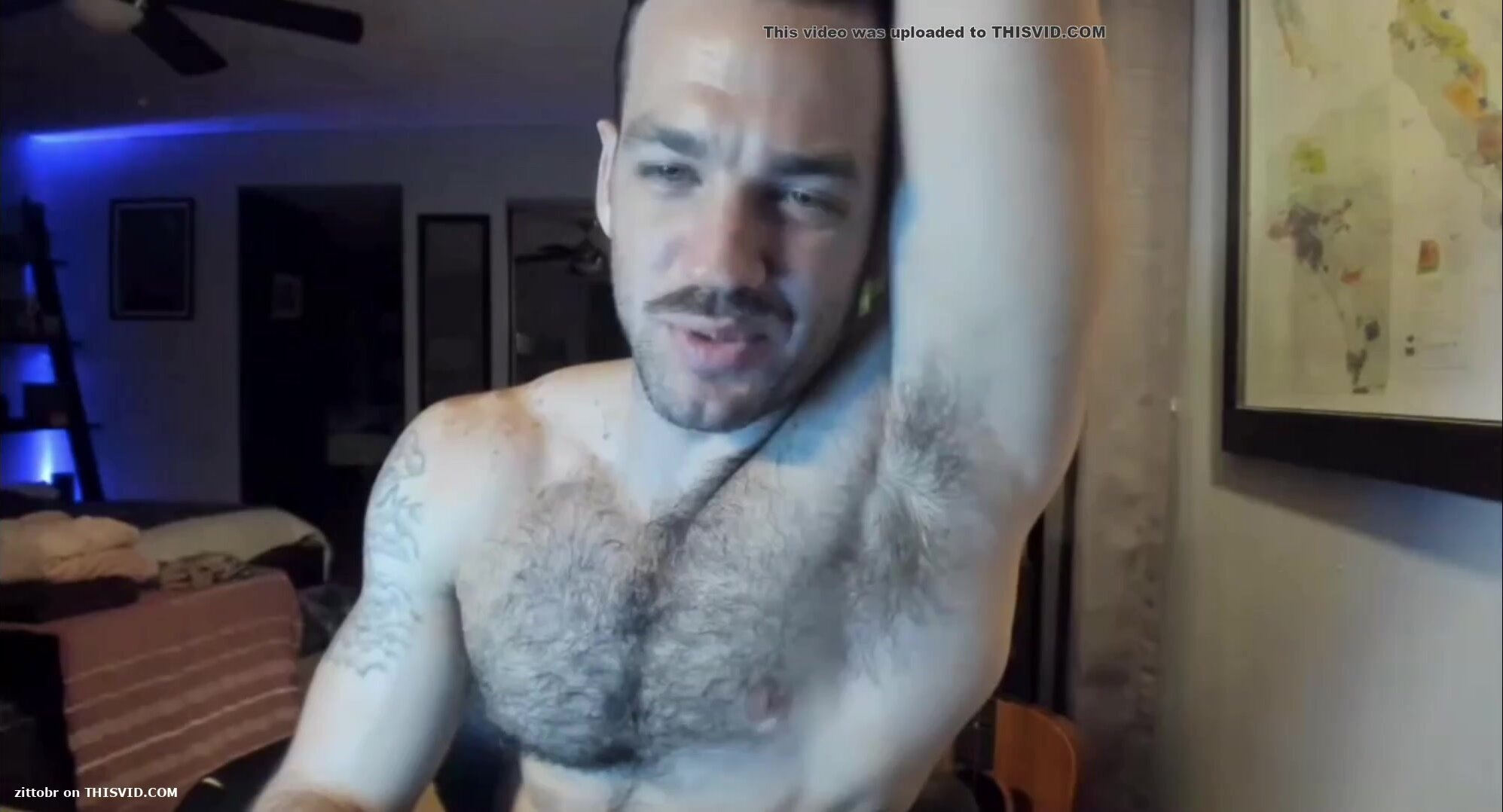 Hot guy showing off hairy armpits - video 2
