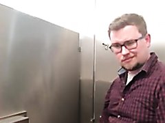 Sexy Young otter is cumming quick in public restroom