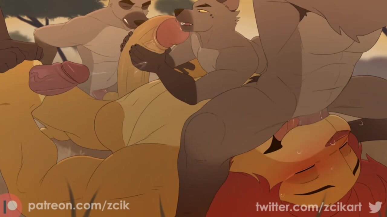 lion king and group of hyenas