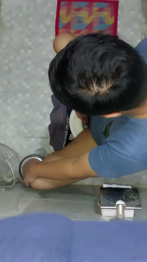 another loo shit from above with floor squatting tease