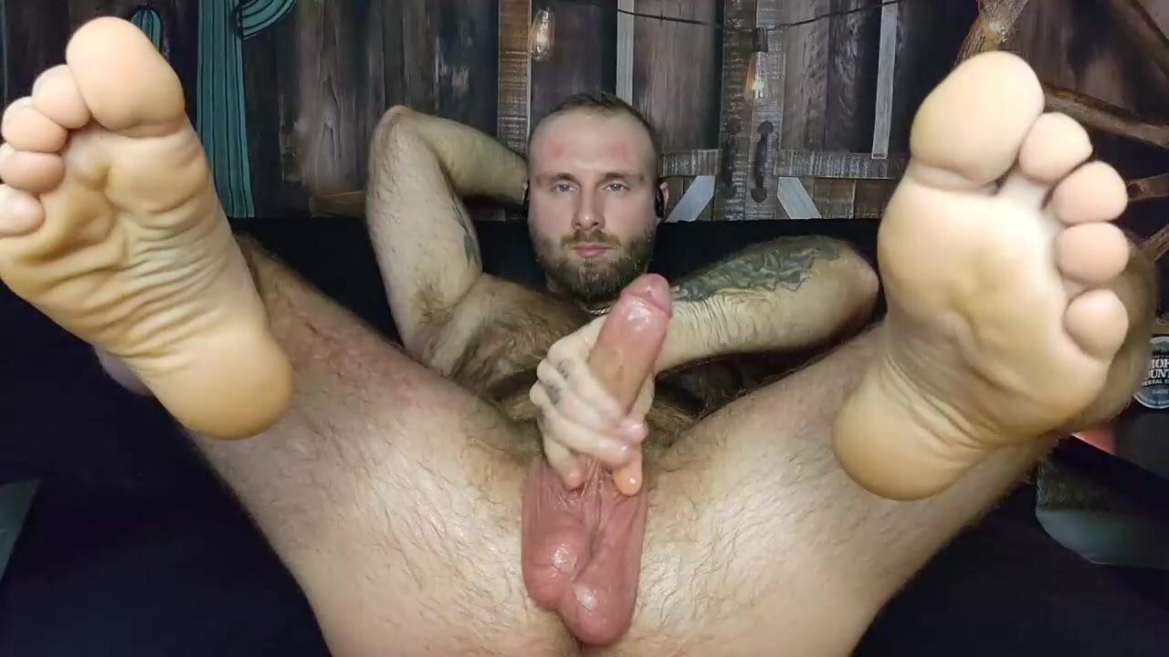 Hairy guy pulls on dick 25