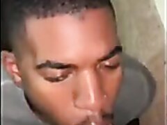 Black Guy loves White Cock in his mouth