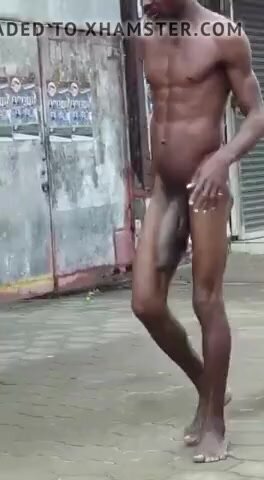 Black men walk around fully naked And has a big dick!