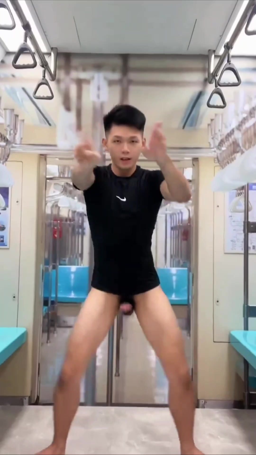 asian guy dancing with boner