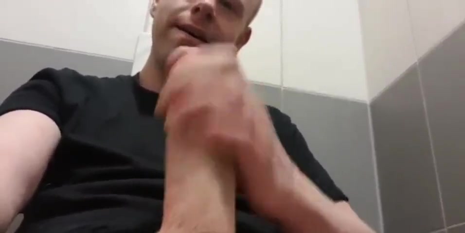 Self sucking in the restroom stall