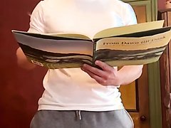 Big White Cock Bro Sperms As He Flips Through Book