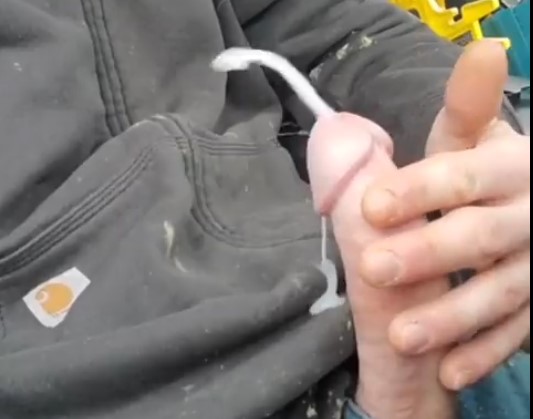 tradie teases cut cock in car