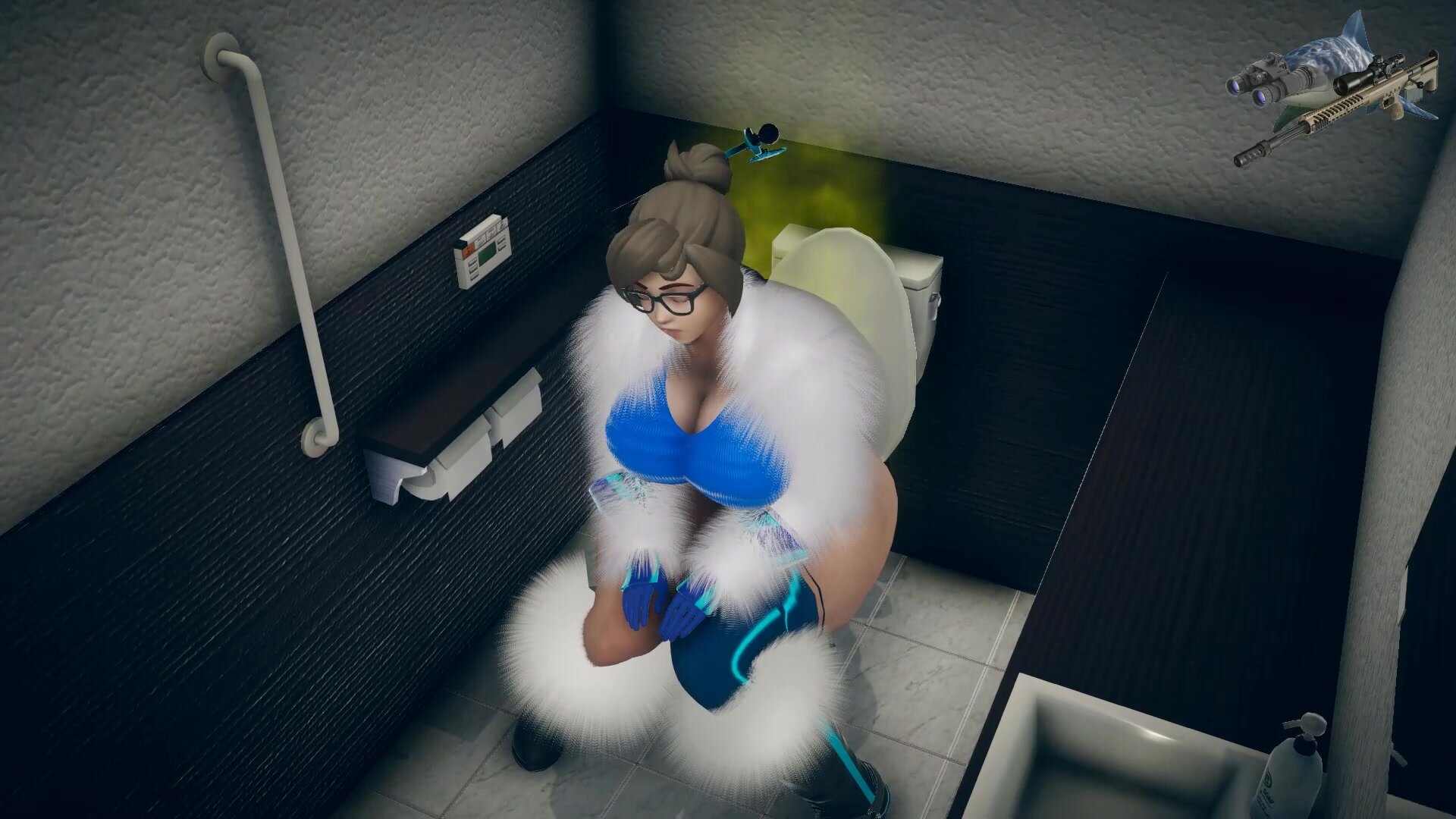 Mei Destroying The Bathroom (Front Angle)