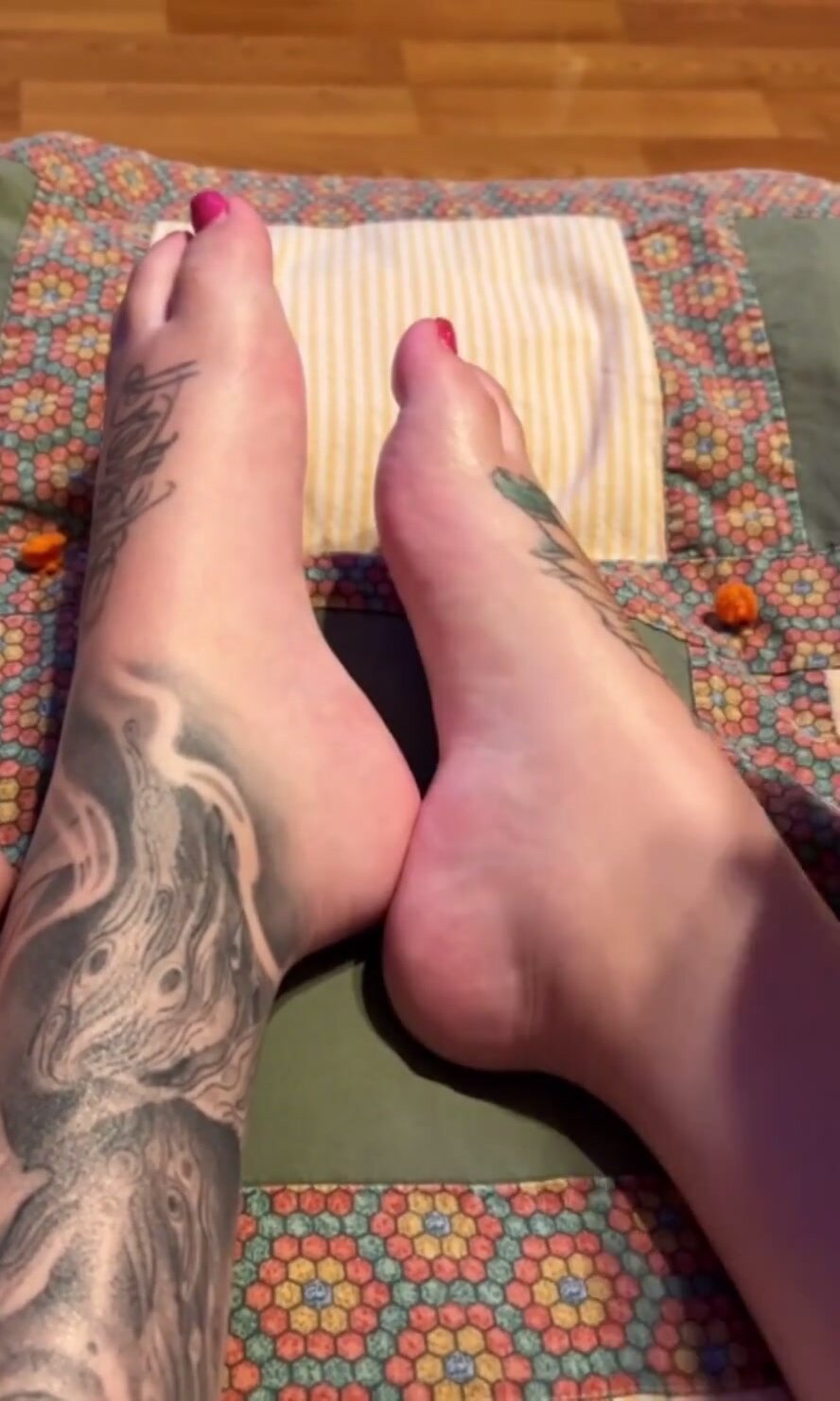 Quadriplegic massages feet