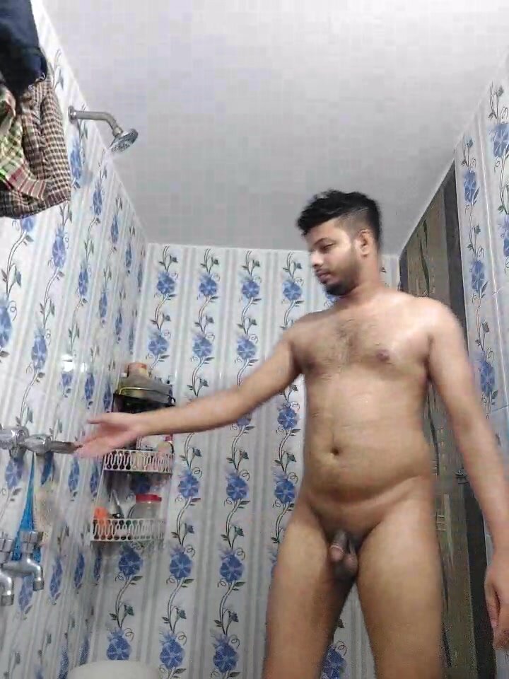 Bangladeshi muslim boy taking shower and piss