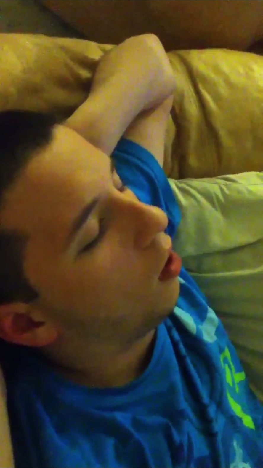 boy tired snore with mouth open