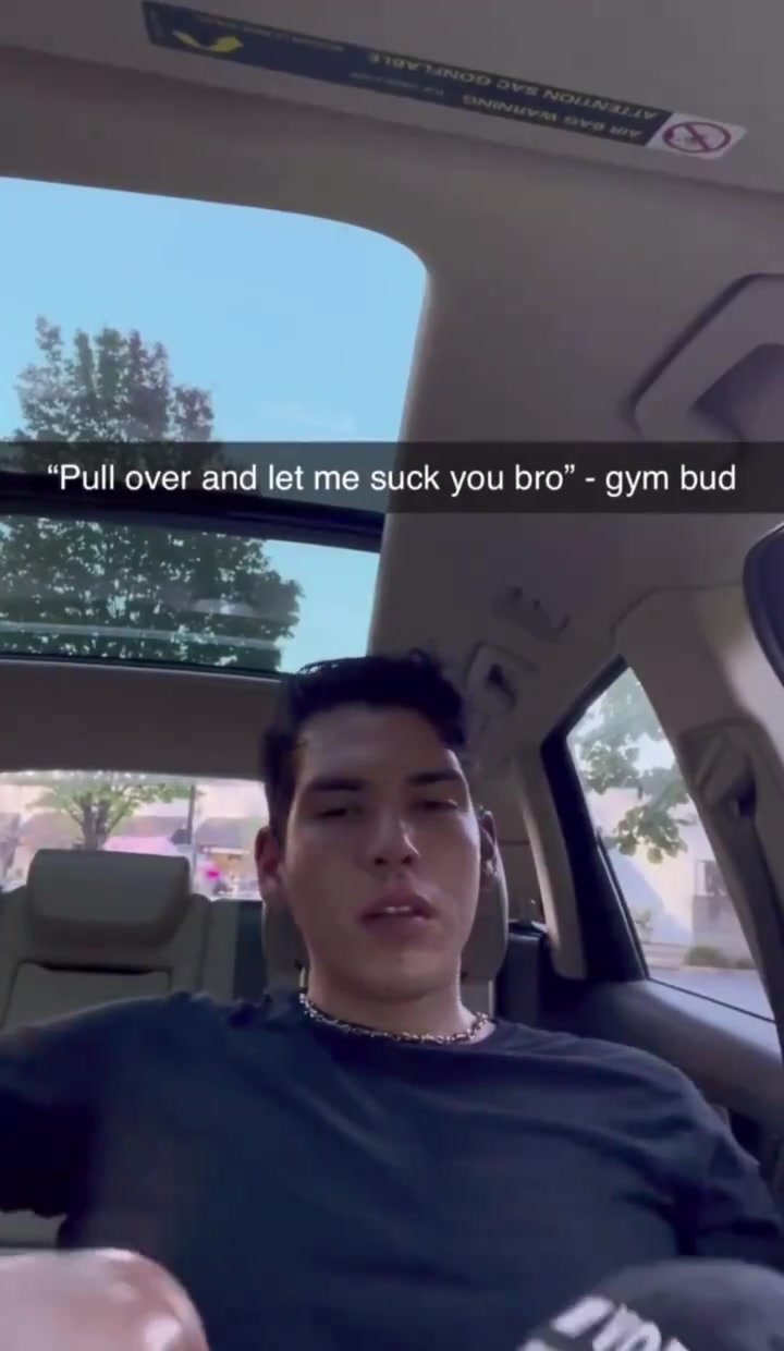Throating sweaty gym cock in the car
