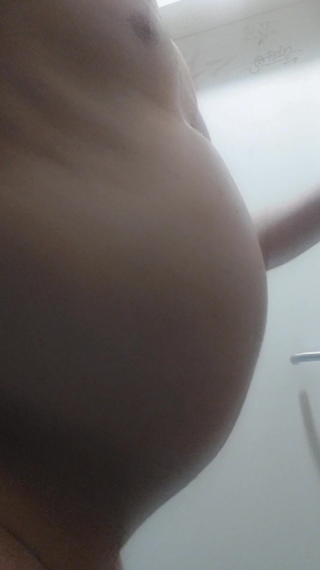 Constipated gay bottom- pregnant belly and bubble butt