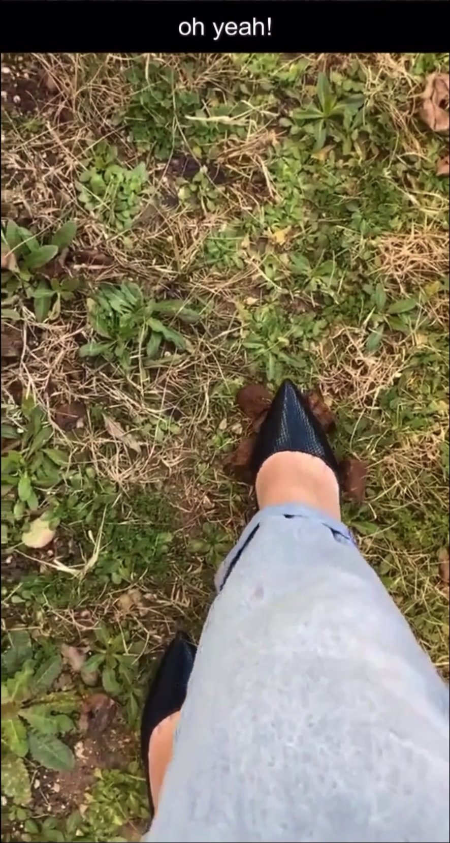 French girl stepping in poo
