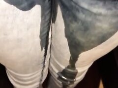 black girl pees jeans - video 2