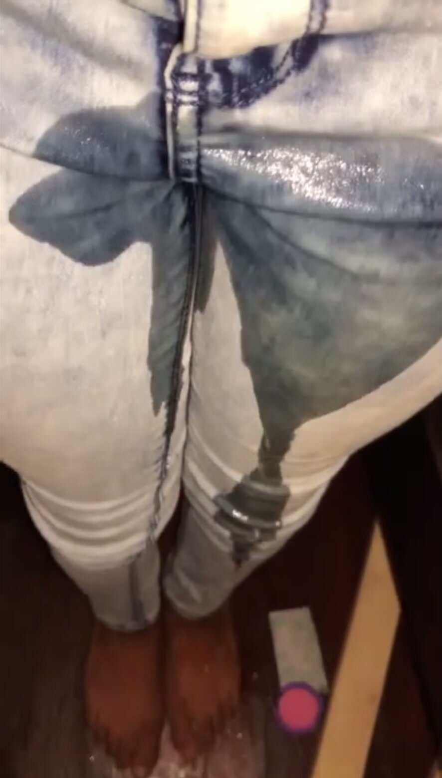 black girl pees jeans - video 2