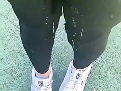 tiktok girl pees sweatpants in public