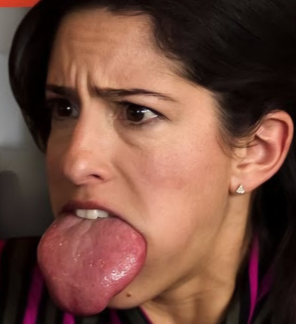 Sexy Young Woman's Tongue Swells to a Huge Size