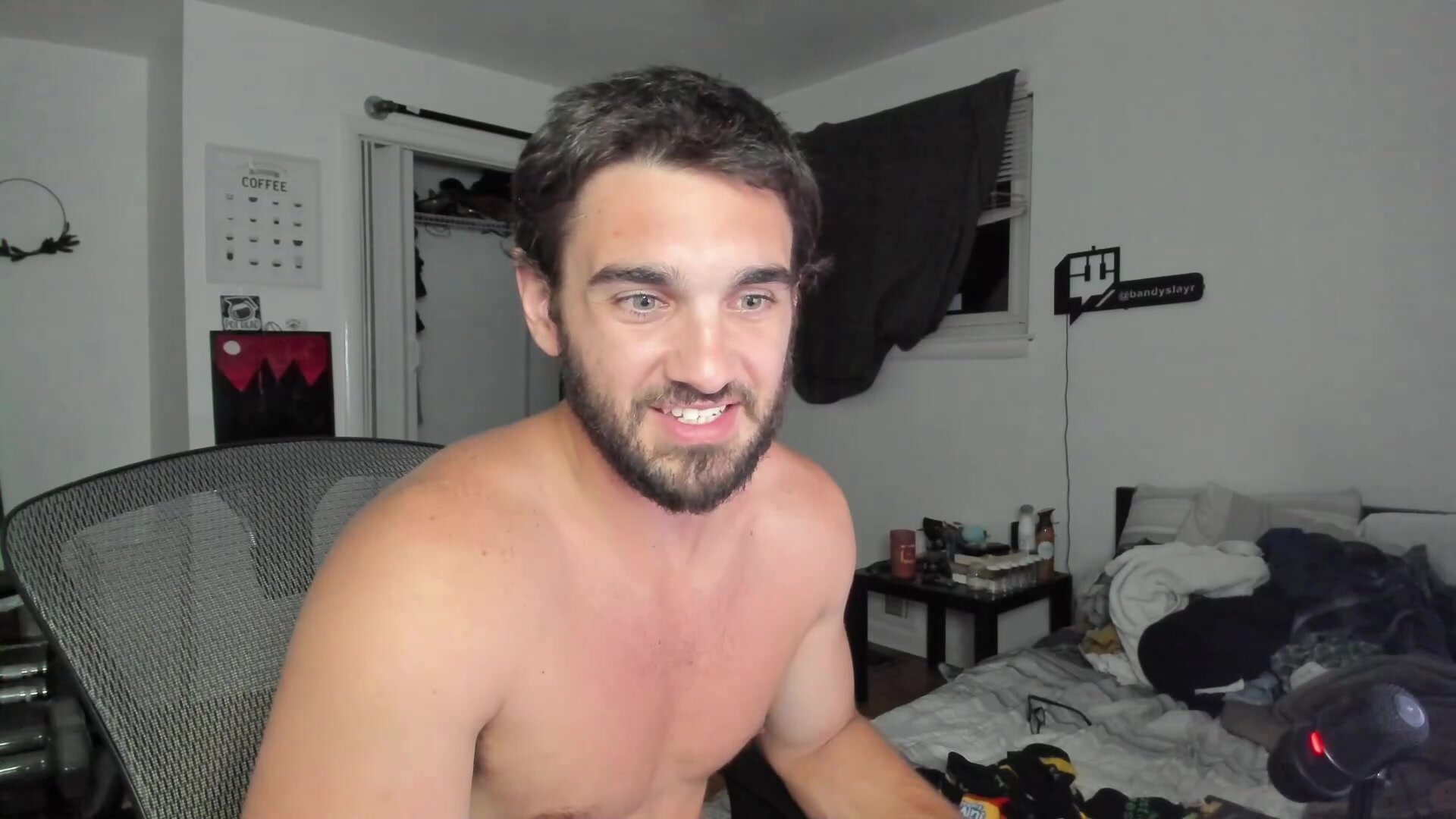 Blue Boxers Guy Spreads Ass