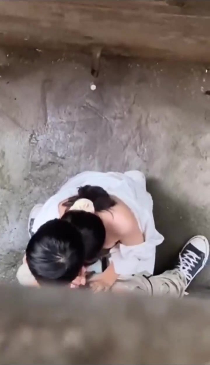 Straight Chinese public blowjob