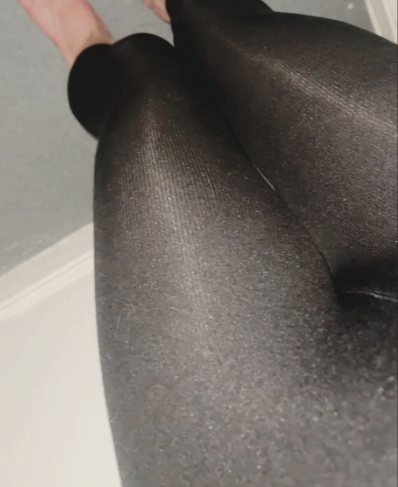 Skinny twink shows ass pantyhose