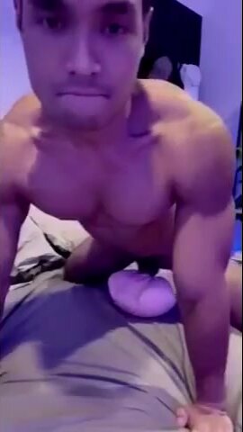 Asian hunk fucks toy