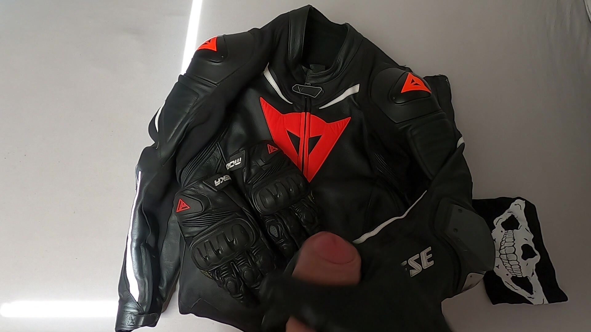 My cum on ... biker suit