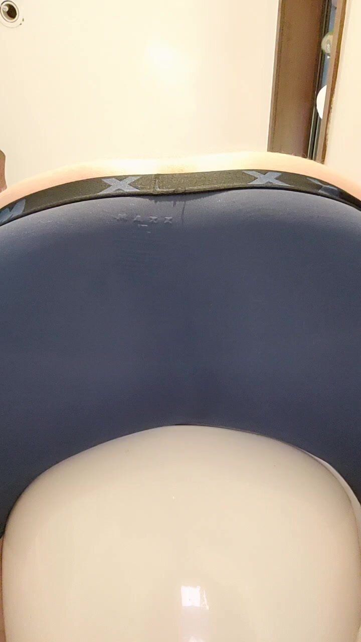 Fat ass shits underwear on toilet rim