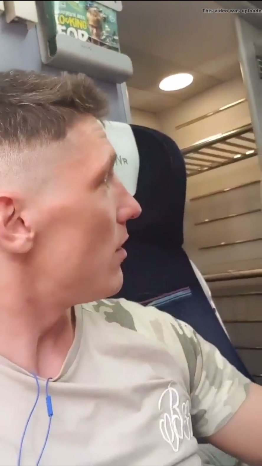 Fit Manchester guy with cock out on train