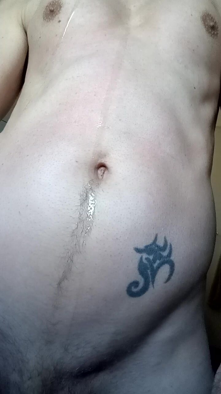Oiling my belly - video 2