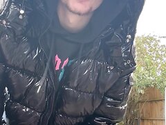 Master smoke and spitting in moncler jacket