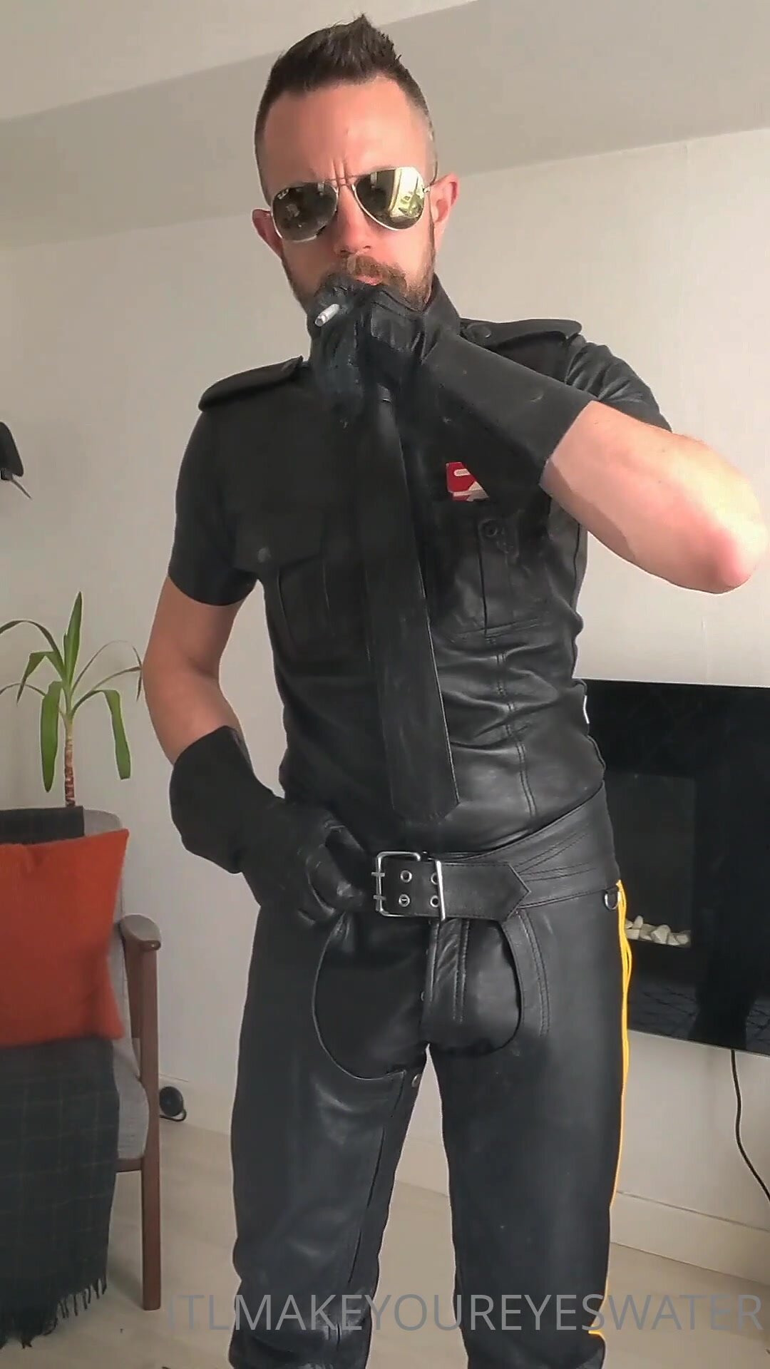 the gloves stay on and the cock comes out