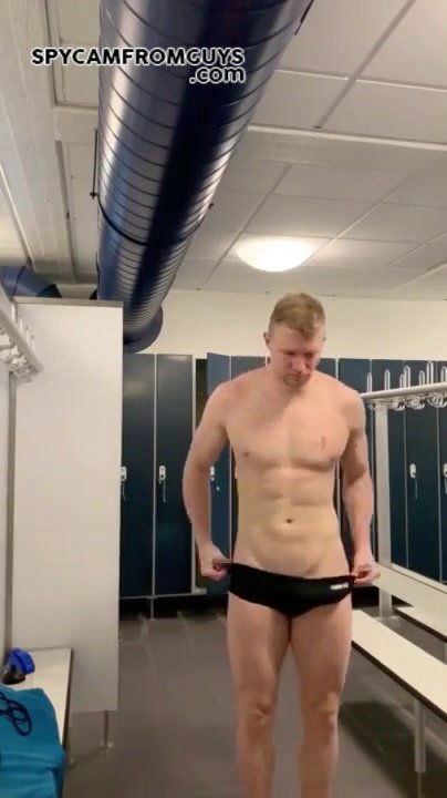 Hung stud showing off in the gym locker room