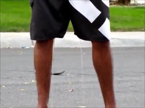 Young guy pisses his shorts