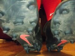 Dirty football boots