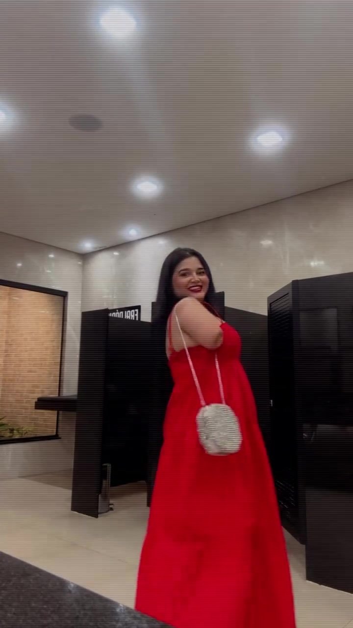 Amputee girl in red dress