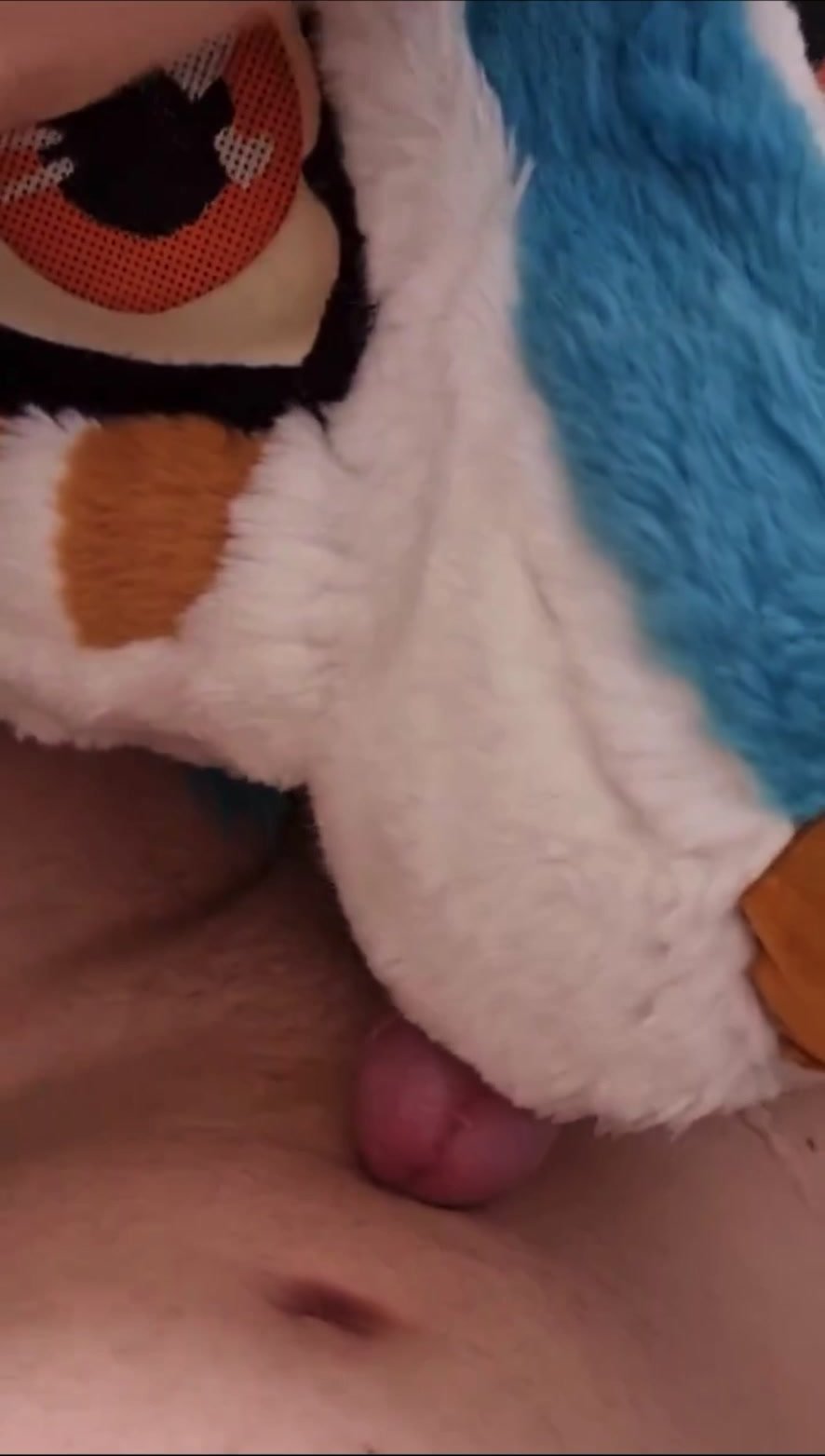 Pissing in fursuit mouth and all over face