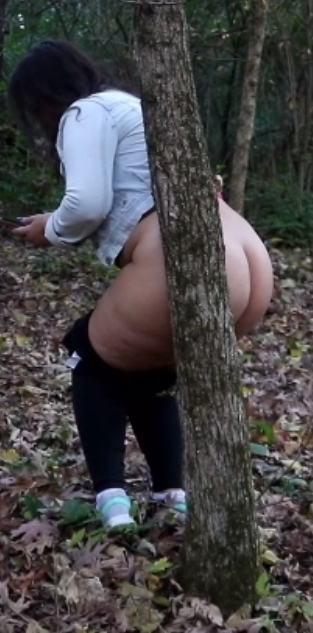 Aly has diarrhea in the woods