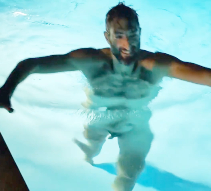 Instagram dude skinny dips in his pool. Full frontal