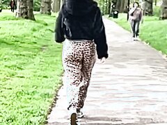 Pawg in leopard print slow motion walk