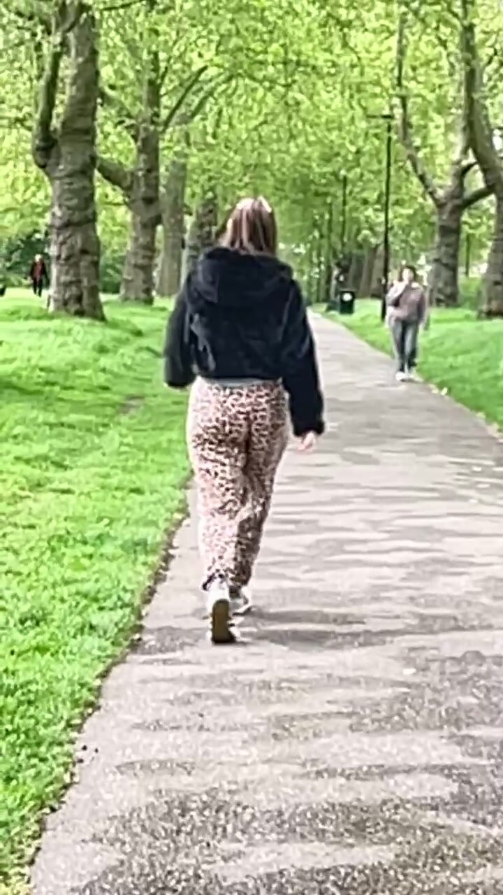 Pawg in leopard print slow motion walk