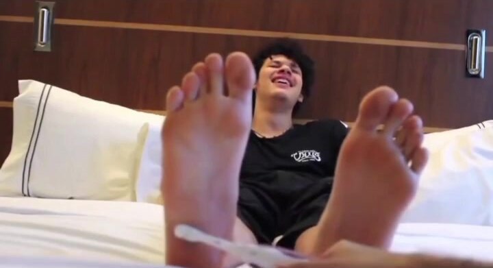 Curly haired Twink feet tickle