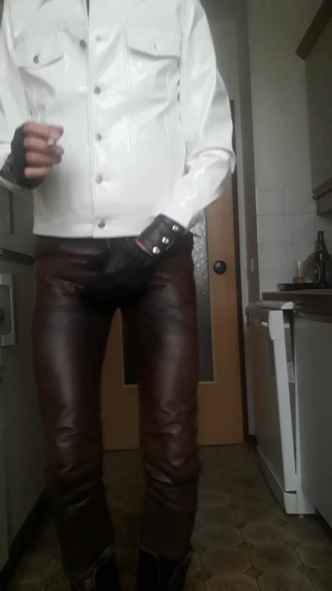 pissing in leather pants-1