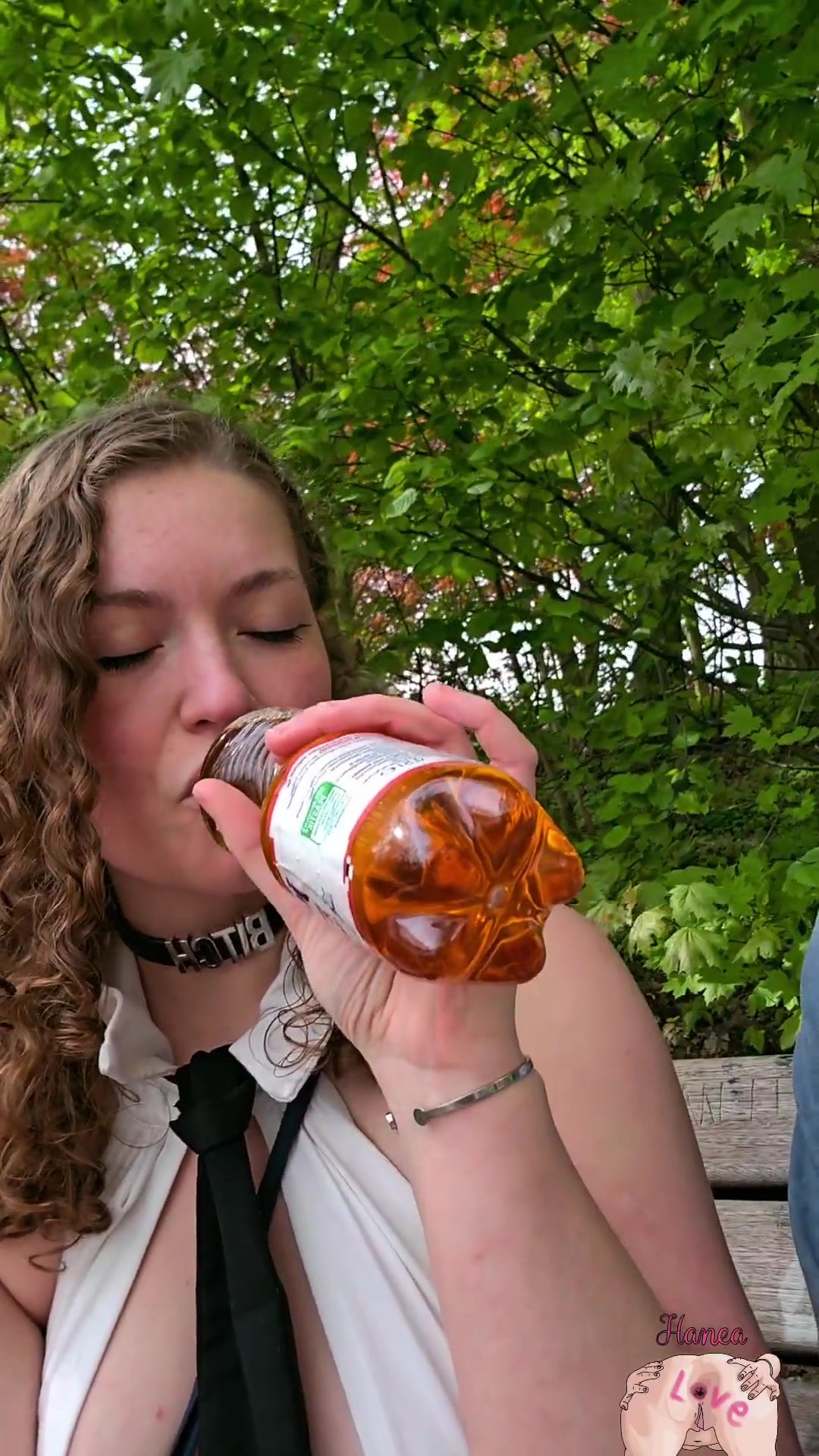 Cute Teen Drinks Piss and Flashes in Public