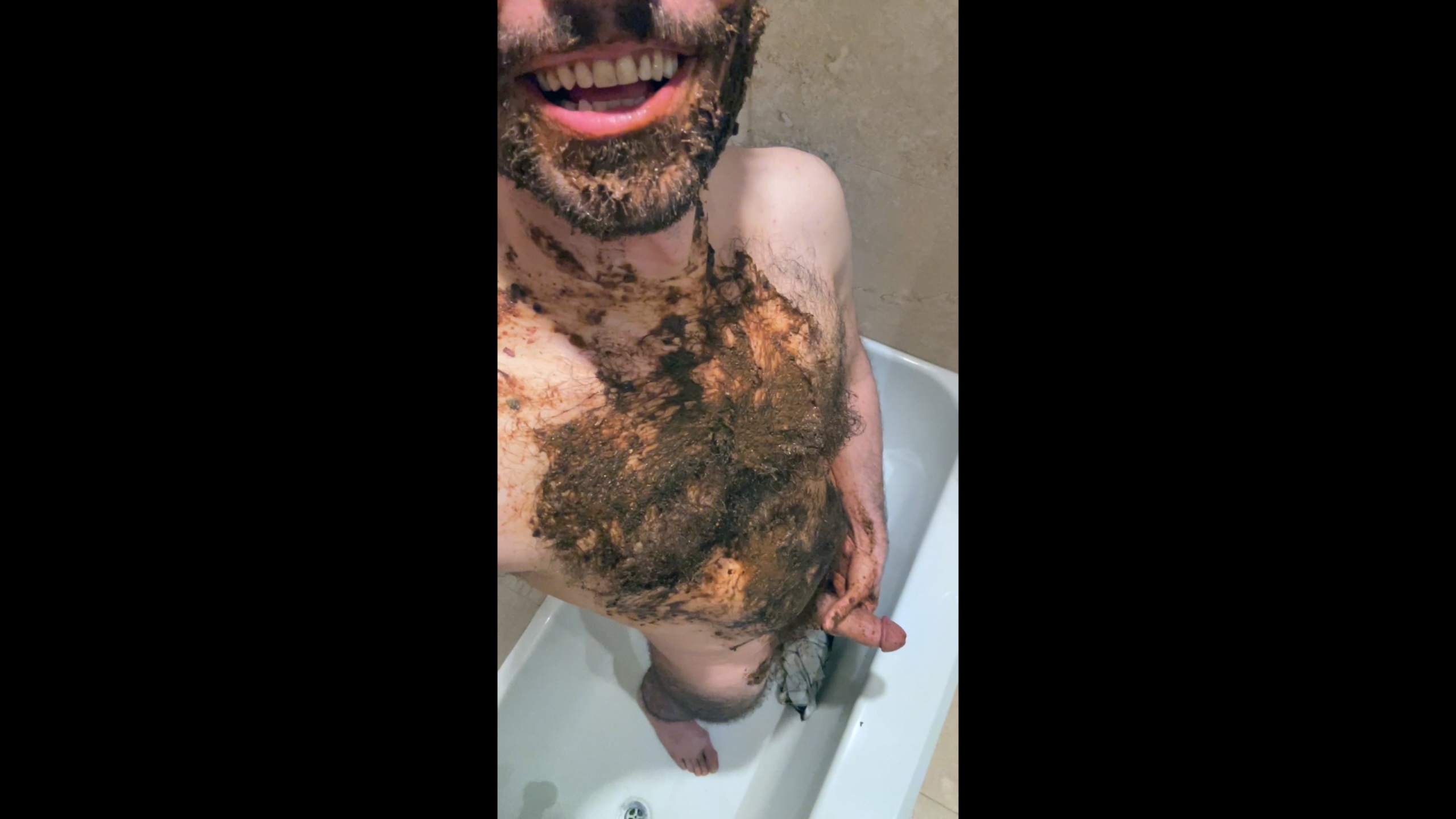 Stuffing my face, body, cock and cum with my shit!