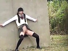 Outdoor urination of Japanese high school girls
