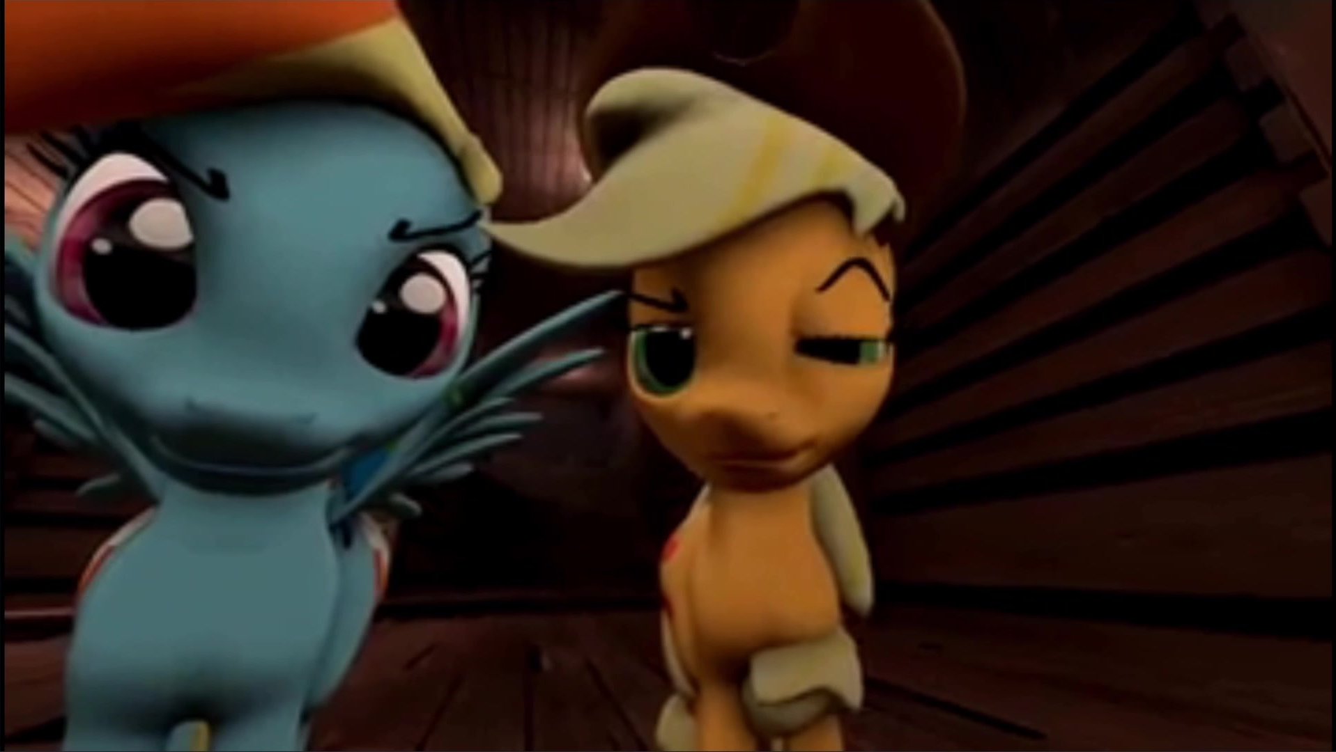 Applejack and Rainbow Dash farts on you for 5 minutes