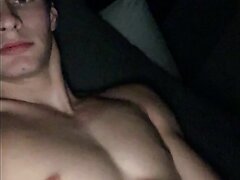 American university young stud baited, cums on his body