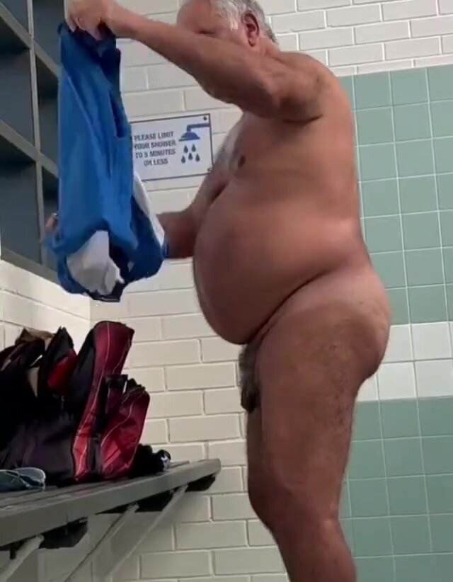 Fat daddy in the locker room